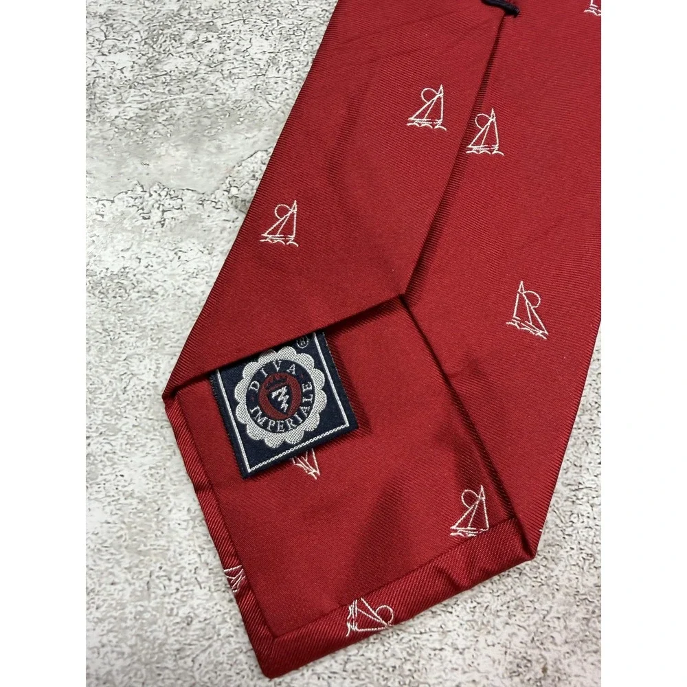 Prodotto Di Lusso Tie Mens Red Silk Handmade Italy Nautical Embroidered Pointed